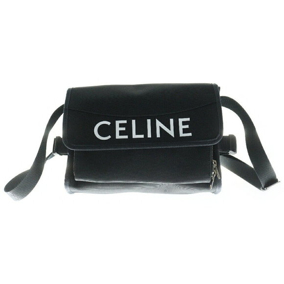 Celine Trekking Messenger Shoulder Bag Black Front Nylon Canvas - Picture 1 of 6